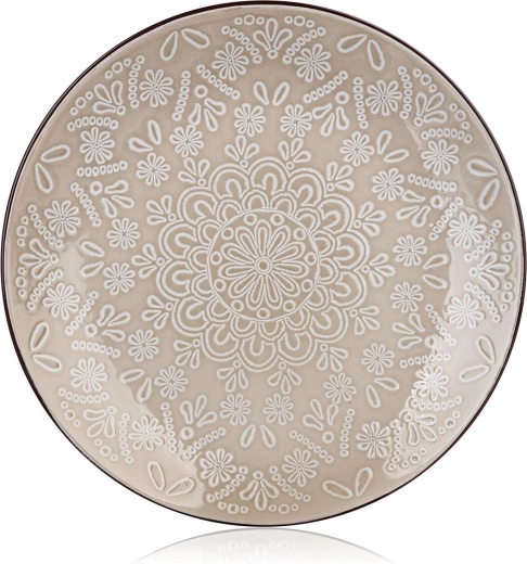 Plytký keramický tanier 27 cm Shape – krémový čipkovaný dekor