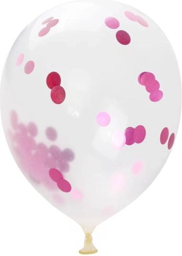 Balóny s ružovými konfetami 30 cm (5 ks) TORO