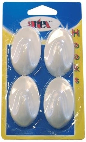 Samolepiace oválne háčiky veľké, biele (4 ks)