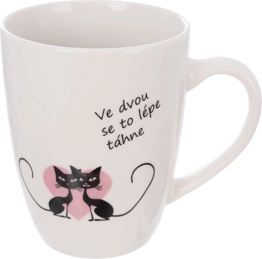 Porcelánový hrnček s motívom mačky biely 380 ml