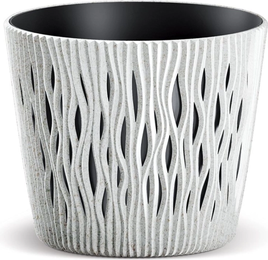 Kvetináč Sandy Round Eco Wood 15,8 cm – biely