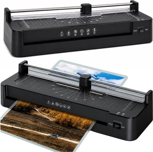Laminátor A3 3v1 s rezačkou a funkciou laminácie hot/cold, čierny