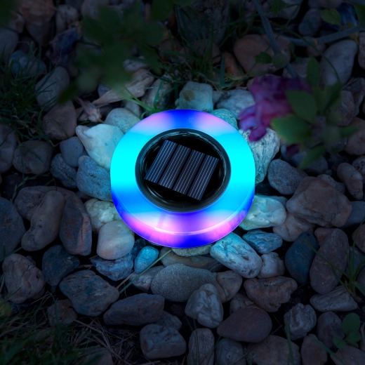 Solárne záhradné LED svietidlo kruh s RGB osvetlením