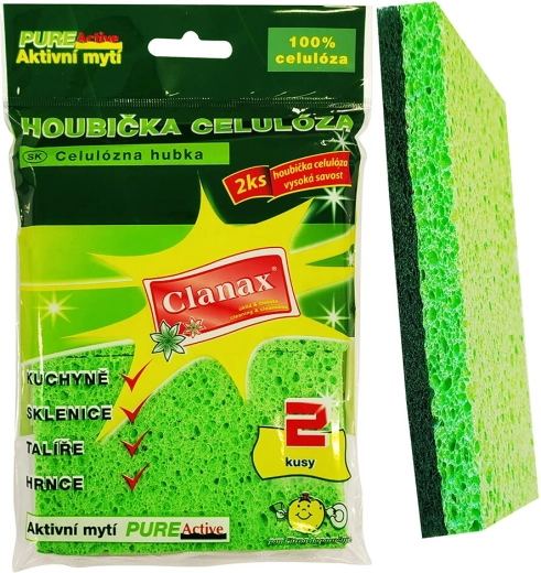 Čistiace hubky z celulózy 11 × 7 × 1,2 cm, 2 ks
