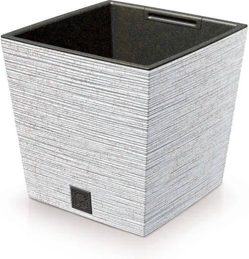 Kvetináč Furu Square Low Eco Wood s vložkou 24 cm biely