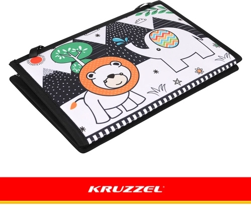 Senzorická kontrastná knižka Kruzzel s hryzátkom a zrkadielkom