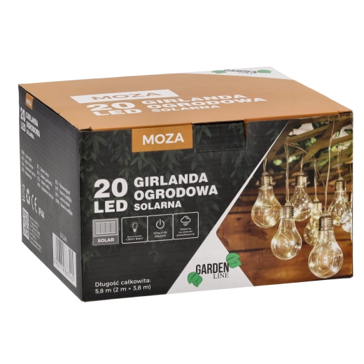 Solárna záhradná girlanda 20 LED teplá biela 5,8 m IP44