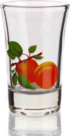 Sklenený pohárik s motívom marhule 40 ml (6 ks)