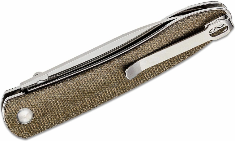 Textúrovaná zelená micarta s vreckovým klipom