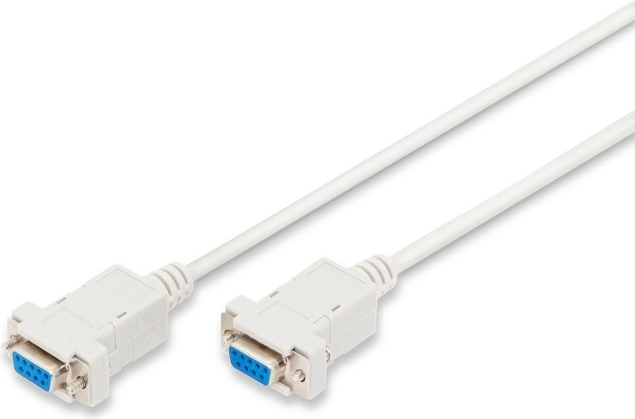 Null modem kábel RS232 D-Sub 9 (samica–samica) 1,8 m sivý