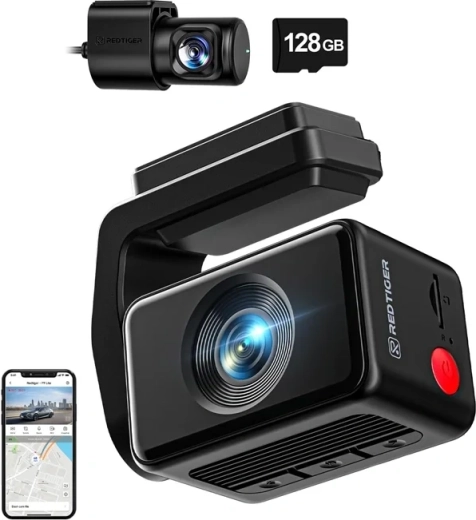 Palubná kamera REDTIGER F4 Pro WiFi 4K + 1080p s 128 GB kartou