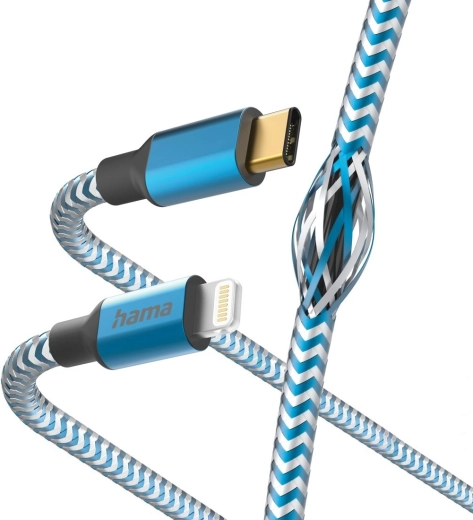 Hama Reflected nabíjací a dátový kábel USB-C – Lightning 1,5 m modrý