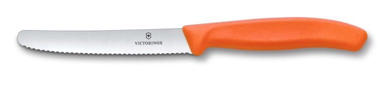 Victorinox Swiss Classic zúbkovaný nôž na paradajky a stolovanie 11 cm, oranžový