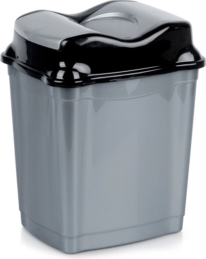 Plastový odpadkový kôš s výklopným vekom 9 l, sivý