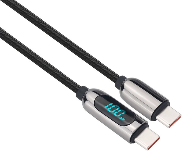 Solight USB-C kábel s displejom USB-C – USB-C 100 W 2 m - 1 kus