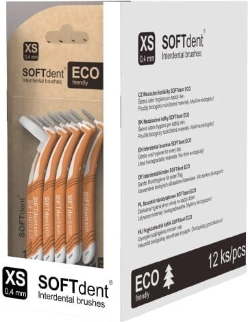 Softdent eco medzizubné kefky 0,4 mm XS zahnuté