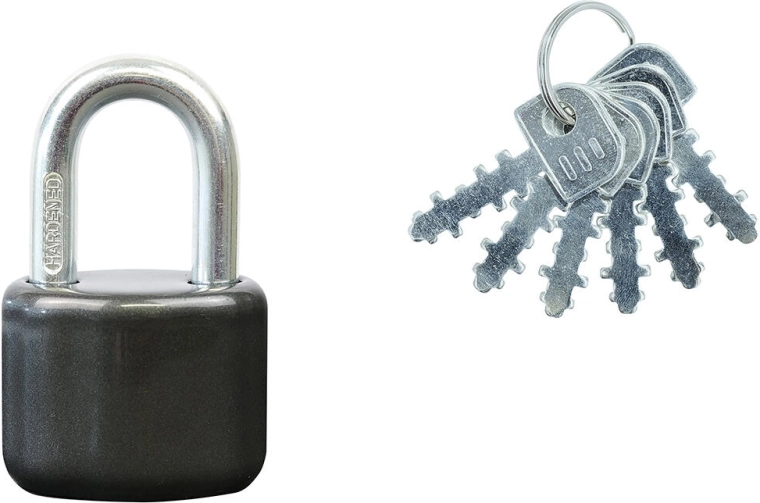 Visiaci zámok s vyberateľným strmeňom, 6 kľúčov, antracit
