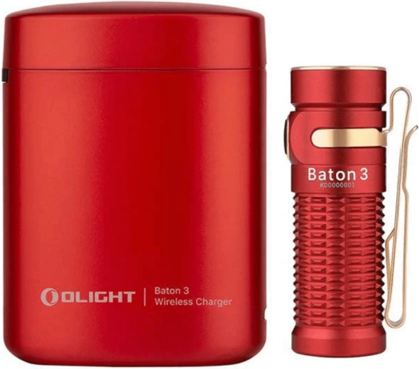 Olight Baton 3 Premium Edition červená limitovaná baterka s nabíjacím puzdrom