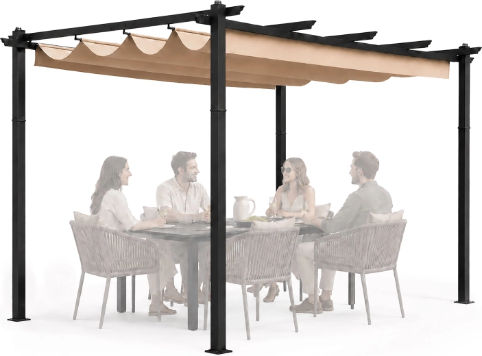 Záhradná pergola MultiGarden 3 × 4 m s posuvnou strechou, béžová