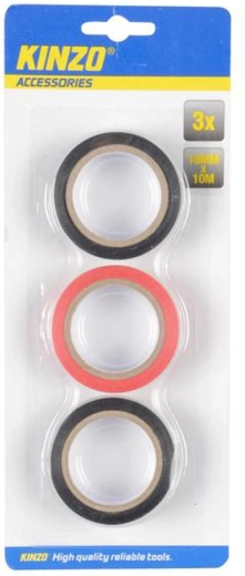 Izolačná elektrikárska páska Kinzo 18 mm x 10 m, 3 ks
