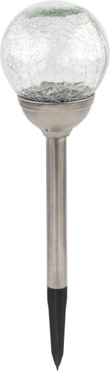 Solárna záhradná lampa guľa 12 cm, nerez a sklo, 2 LED
