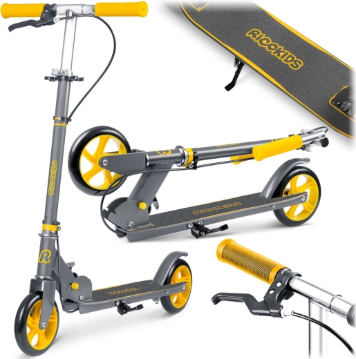 Detská skladacia kolobežka RICOKIDS Kodi sivooranžová s ručným aj nožným brzdením