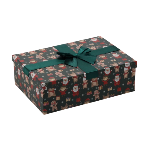 Vianočná darčeková krabička so zelenou mašľou 28,5 × 20 × 8,5 cm - 1 kus