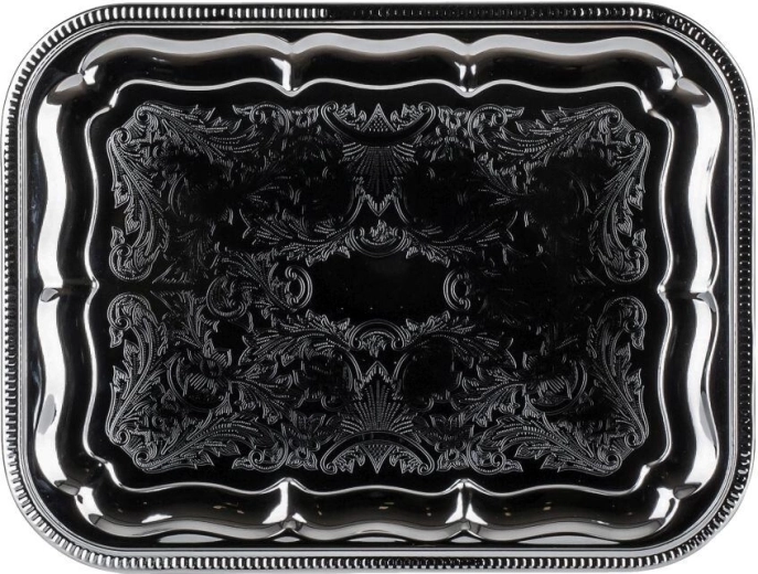 Hranatý servírovací táck AKCENT 41 × 31 cm, chróm