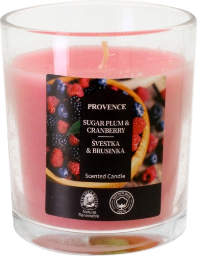 Sviečka v skle slivka a brusnica 7 × 8 cm