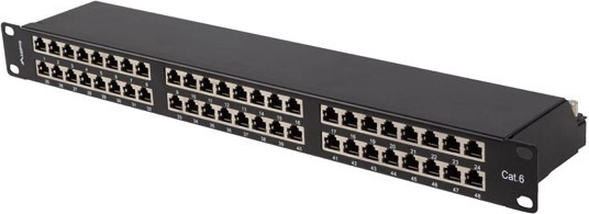 Lanberg patch panel 48 portov 1U 19" Cat.6 FTP tienený čierny