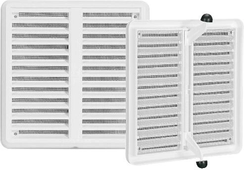 Vetracia mriežka so sieťkou a nastaviteľným krytom 150 × 150 mm, biela