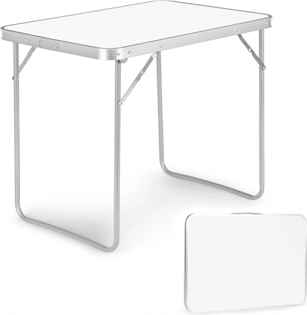 MultiGarden skladací kempingový stôl 80 × 60 cm biely