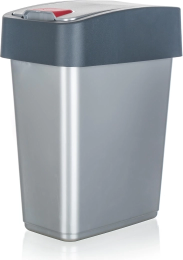 Výklopný odpadkový kôš 10 l – strieborný/sivý plast