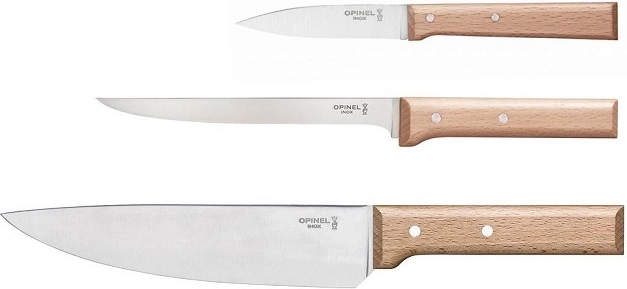 Opinel Parallele sada kuchynských nožov, bukové drevo, 3 ks