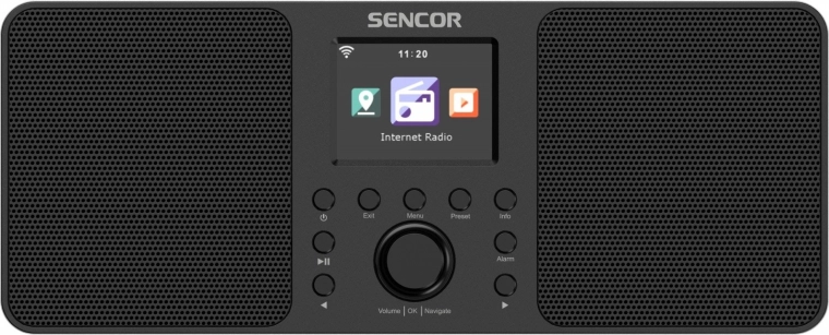 Internetové rádio Sencor s 2x10 W, Wi‑Fi, FM, DAB+, USB a LCD displejom