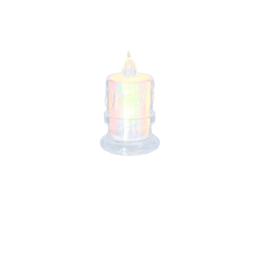 LED sviečka 4,5 × 7,5 cm polopriesvitná mix vzorov (displej 12 ks)