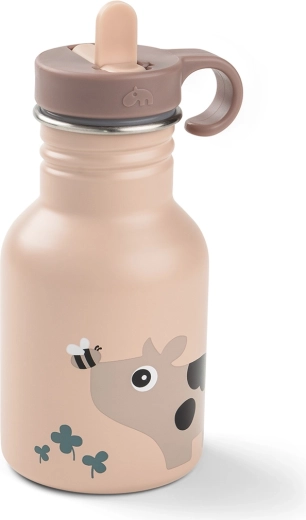 Done by Deer nerezová detská fľaša Tiny farm ružová 350 ml