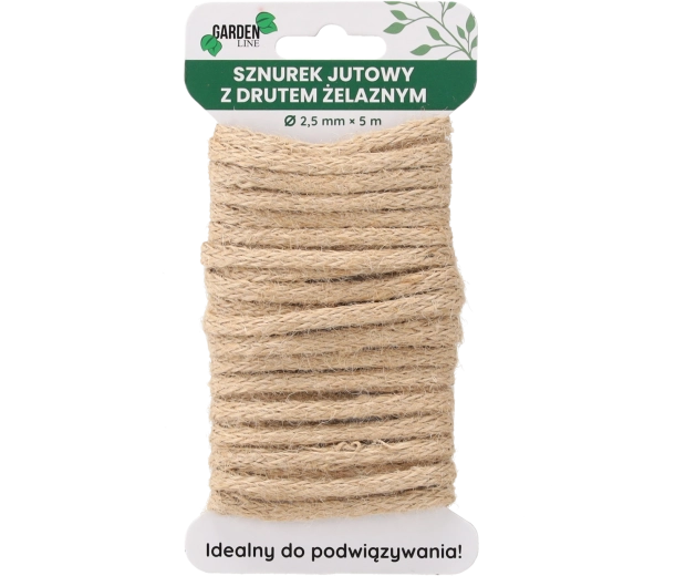 Jutový povrázok s viazacím drôtom 2,5 mm × 5 m