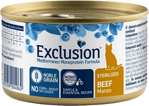 Exclusion Cat Monoprotein Sterilized hovädzie konzerva pre kastrované mačky 85 g