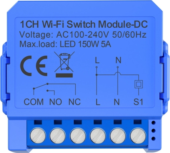 1-kanálový Wi‑Fi spínací modul s beznapäťovým kontaktom Avatto