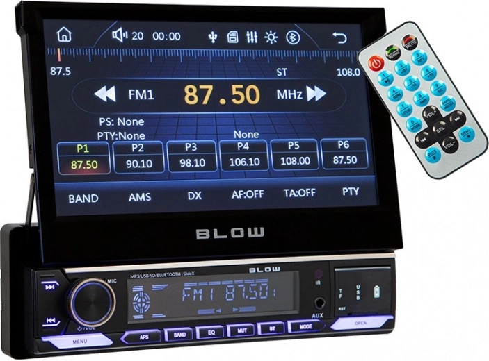 autorádio Blow SlideX s výsuvným 7" displejom, RDS, MP3, USB, microSD a Bluetooth