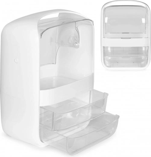Kozmetický organizér s vekom a 2 zásuvkami MODERNHOME – biely