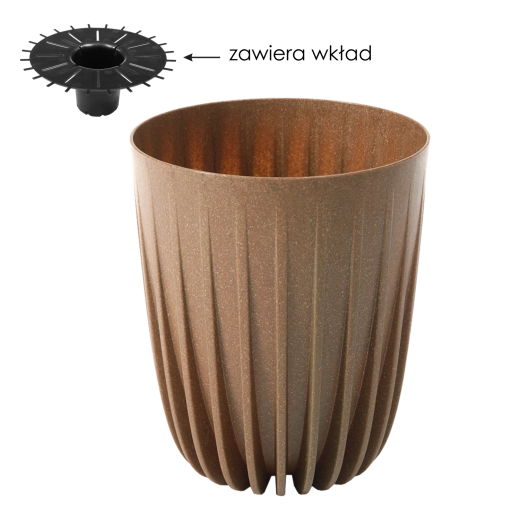 Kvetináč Mira Eco Wood 25 cm prírodné drevo s odvodňovacou vložkou