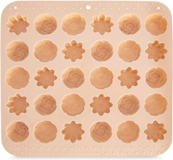 Silikónová forma na sušienky a pralinky kvety 21,5 × 20 × 2 cm, béžová