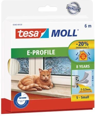 Tesnenie na okná a dvere E 9 × 4 mm, biele, 6 m