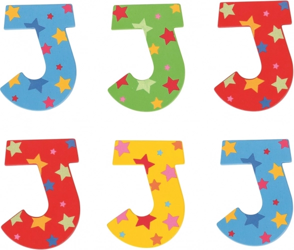 Bigjigs Toys drevené písmeno J s hviezdičkami