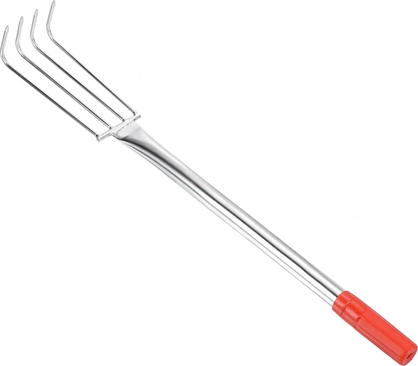 Záhradné kovové hrabličky na kyprenie pôdy, 4 zuby, 56 cm