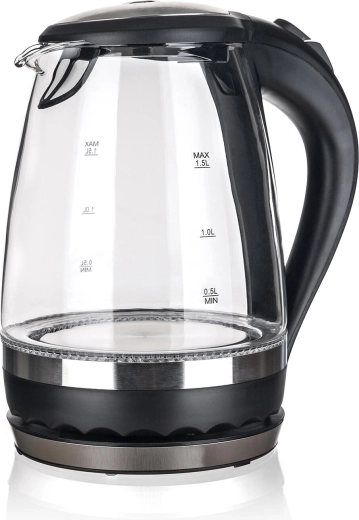 Rýchlovarná kanvica Shady 1,5 l sklenená s LED podsvietením čierna