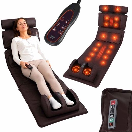 Masážna podložka na celé telo so shiatsu vankúšom, vyhrievaním a ovládačom