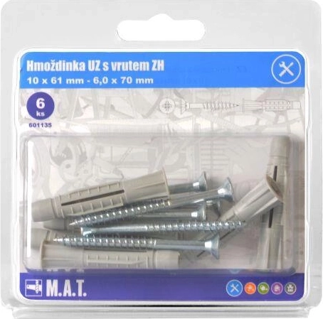 Uzlovacia hmoždinka s vrutom, priemer 10 mm, sada 6 ks